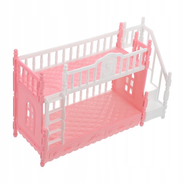 Mini letto a castello per bambole in ABS rosa, mobili per casa in miniatura