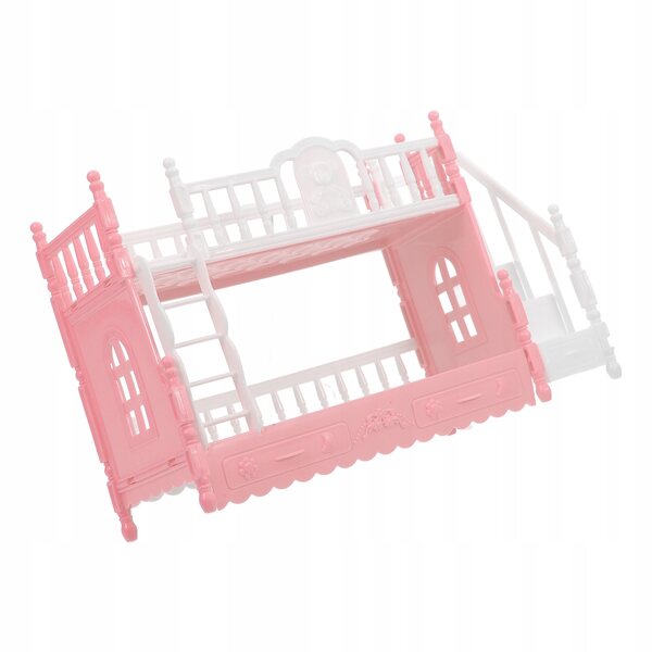 Mini letto a castello per bambole in ABS rosa, mobili per casa in miniatura