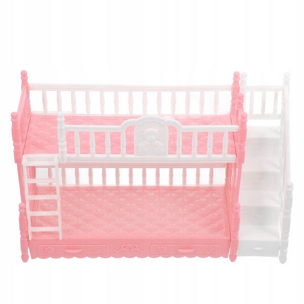 Mini letto a castello per bambole in ABS rosa, mobili per casa in miniatura