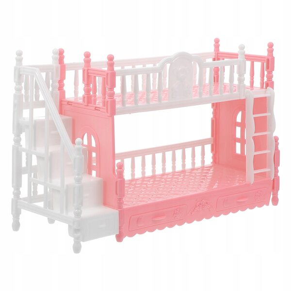 Mini letto a castello per bambole in ABS rosa, mobili per casa in miniatura