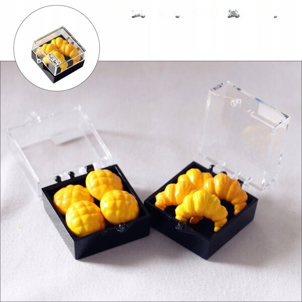 Set 2 Mini Simulazioni Croissant Ananas in Resina Realistica e Colorata