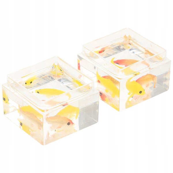 Mini acquario decorativo trasparente in resina - Set 2 pezzi per mini giardino