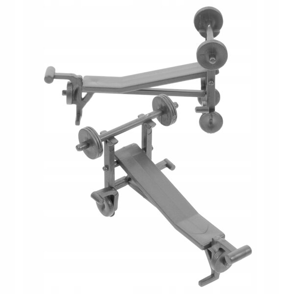 Set Miniature per Casa delle Bambole con Panca e Bilanciere Fitness in Plastica