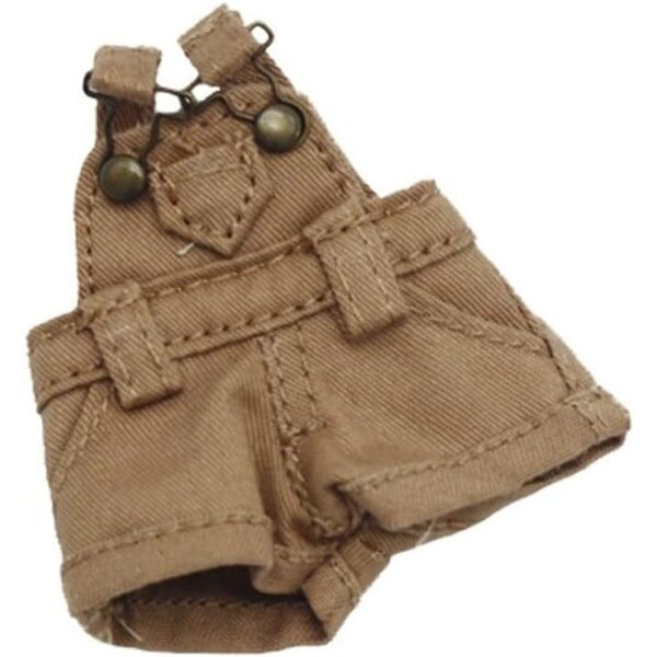 Khakifarbene Denim-Overalls für OB11-BJD-Puppen im Maßstab 1:12 – Freizeitkleidung