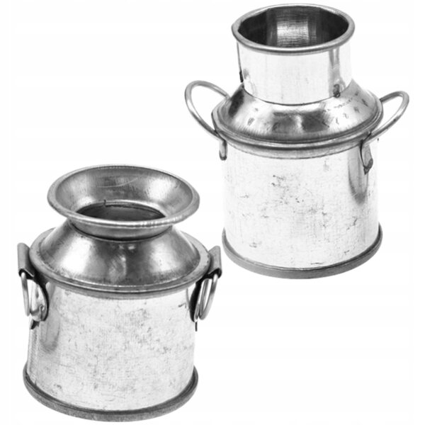Lot de 2 mini seaux décoratifs en métal pour enfants et maison, argent