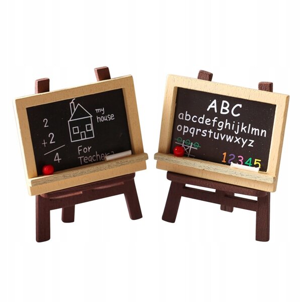 Lot de 4 mini sztalugi en bois avec tableau noir décoratif pour décorations et jeux