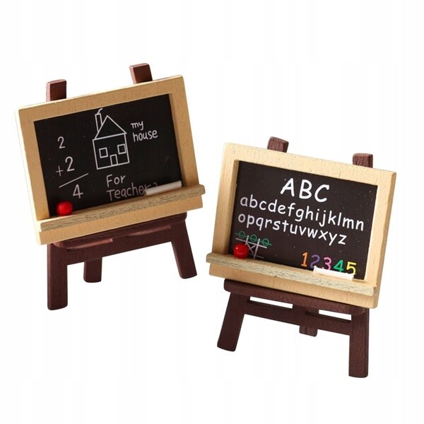 Lot de 4 mini sztalugi en bois avec tableau noir décoratif pour décorations et jeux