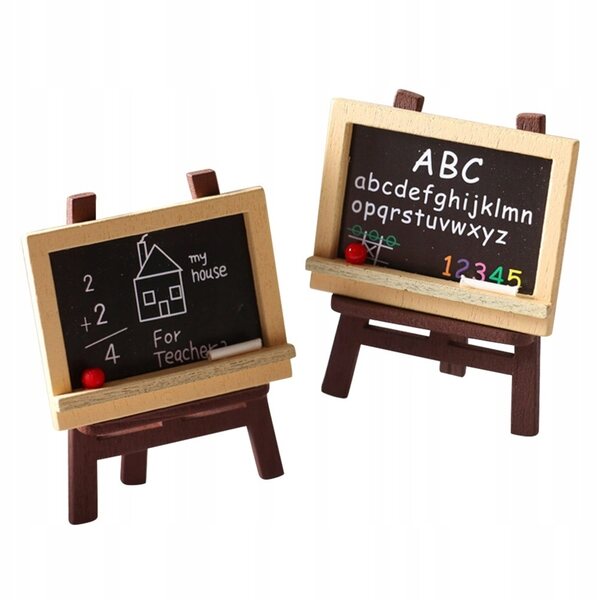 Lot de 4 mini sztalugi en bois avec tableau noir décoratif pour décorations et jeux