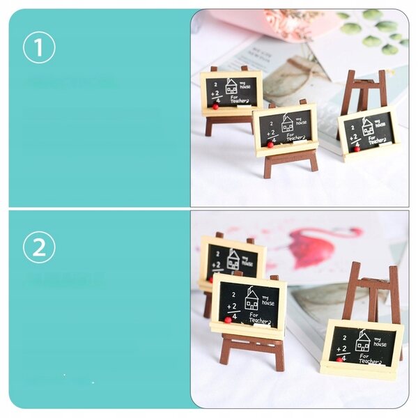Lot de 4 mini sztalugi en bois avec tableau noir décoratif pour décorations et jeux