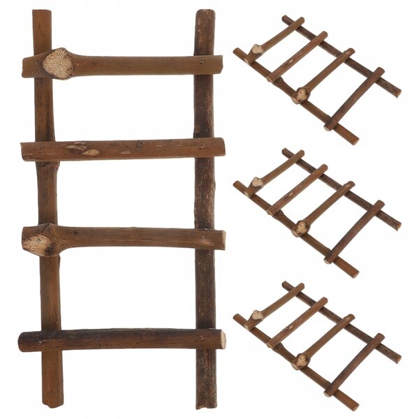 Set 4 Mini Scale Modelli di Scale in Rattan Naturale per Decorazioni Micro 25x10x2 cm