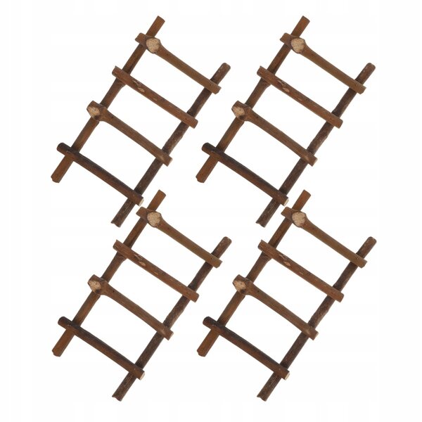 Set 4 Mini Scale Modelli di Scale in Rattan Naturale per Decorazioni Micro 25x10x2 cm