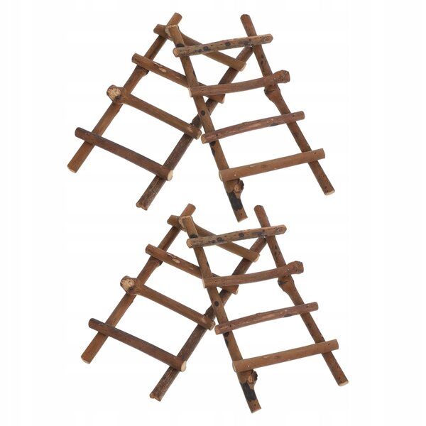Set 4 Mini Scale Modelli di Scale in Rattan Naturale per Decorazioni Micro 25x10x2 cm