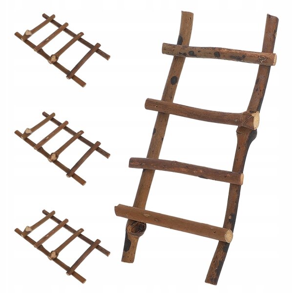Set 4 Mini Scale Modelli di Scale in Rattan Naturale per Decorazioni Micro 25x10x2 cm