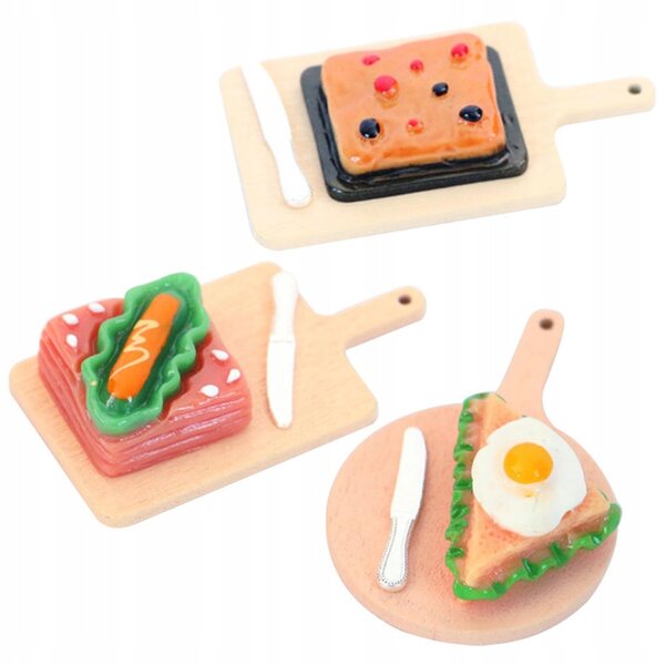 Dekorative Lebensmittelminiaturen 3-teilig für Puppenhäuser, farbenfroh und realistisch