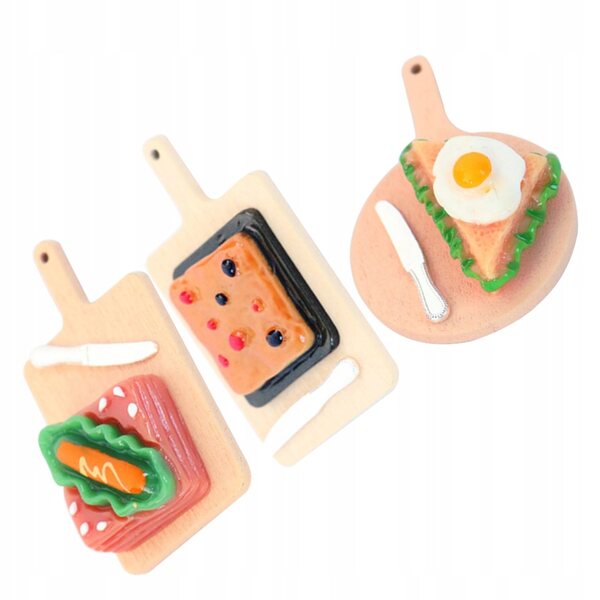 Dekorative Lebensmittelminiaturen 3-teilig für Puppenhäuser, farbenfroh und realistisch