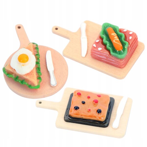 Dekorative Lebensmittelminiaturen 3-teilig für Puppenhäuser, farbenfroh und realistisch