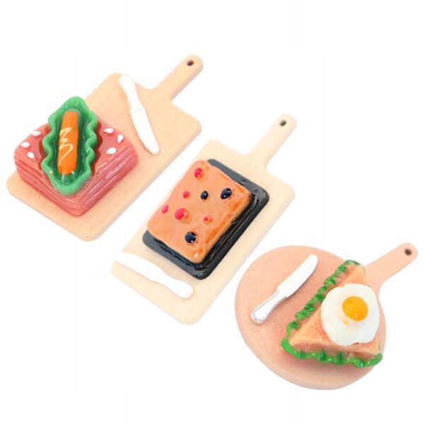 Dekorative Lebensmittelminiaturen 3-teilig für Puppenhäuser, farbenfroh und realistisch