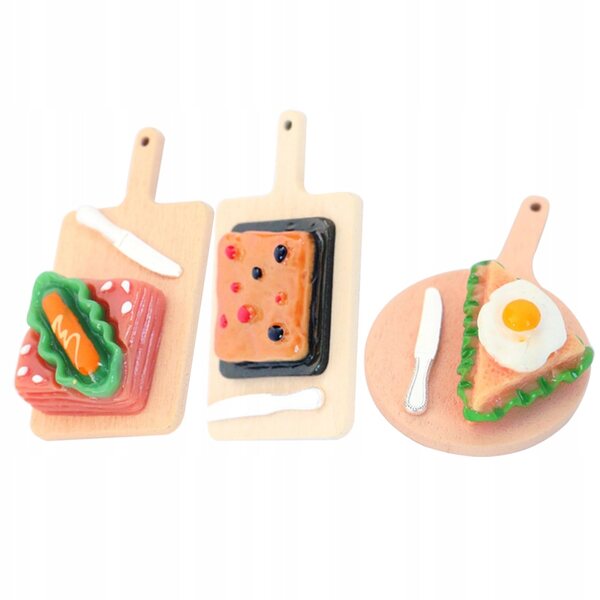 Dekorative Lebensmittelminiaturen 3-teilig für Puppenhäuser, farbenfroh und realistisch
