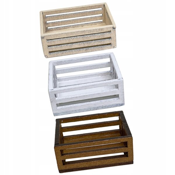 Set 3 Mini Cesti in Legno per Decorazioni Miniature Casa delle Bambole