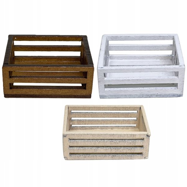Set 3 Mini Cesti in Legno per Decorazioni Miniature Casa delle Bambole