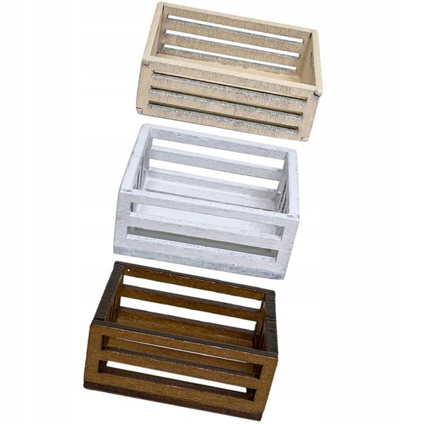 Set 3 Mini Cesti in Legno per Decorazioni Miniature Casa delle Bambole