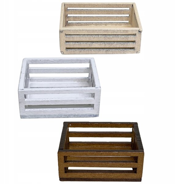 Set 3 Mini Cesti in Legno per Decorazioni Miniature Casa delle Bambole