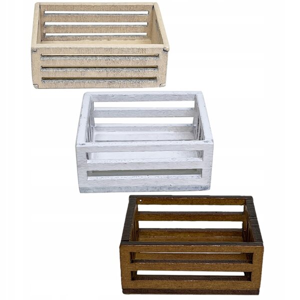 Set 3 Mini Cesti in Legno per Decorazioni Miniature Casa delle Bambole