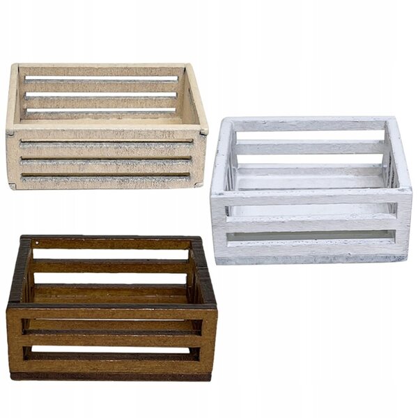 Set 3 Mini Cesti in Legno per Decorazioni Miniature Casa delle Bambole