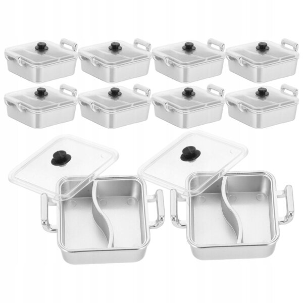 Lot de 10 mini casseroles argentées interactives pour jeux de cuisine pour enfants