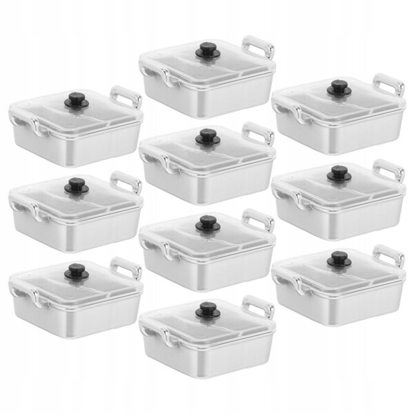 Lot de 10 mini casseroles argentées interactives pour jeux de cuisine pour enfants