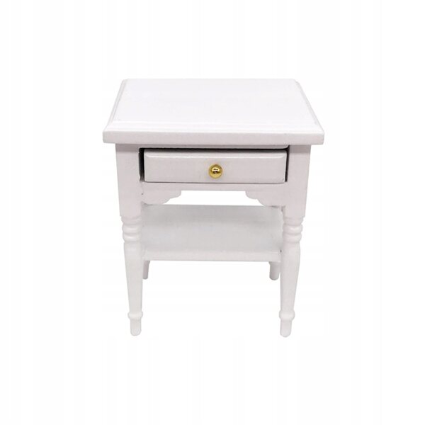 Miniatura comodino bianco in legno per casa delle bambole, accessorio perfetto