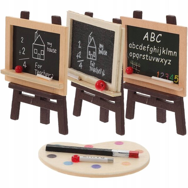 Minitablet en houten schildersezelset voor decoraties en mini-huis