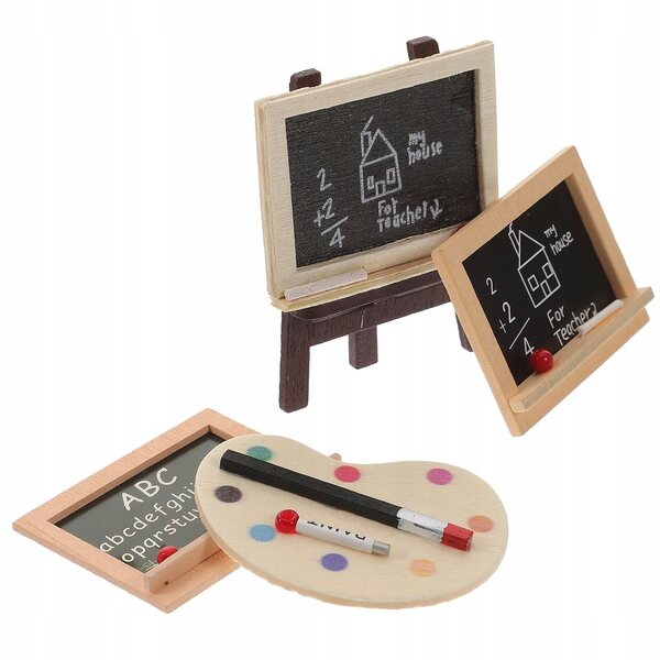Minitablet en houten schildersezelset voor decoraties en mini-huis