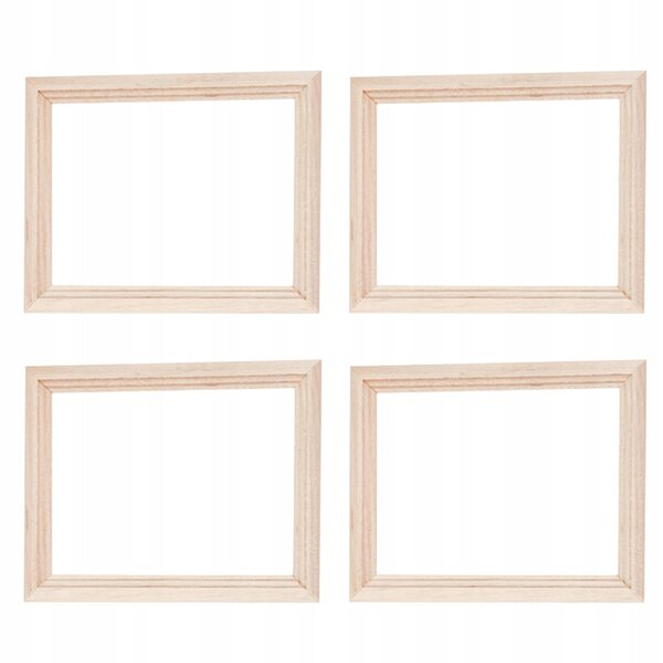 Set 4 Mini Cornici in Legno Beige per Foto e Decorazioni Domestiche