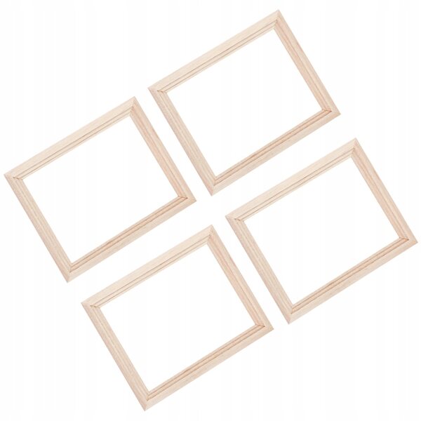 Set 4 Mini Cornici in Legno Beige per Foto e Decorazioni Domestiche