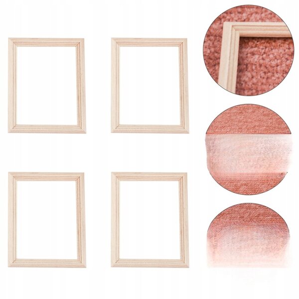 Set 4 Mini Cornici in Legno Beige per Foto e Decorazioni Domestiche