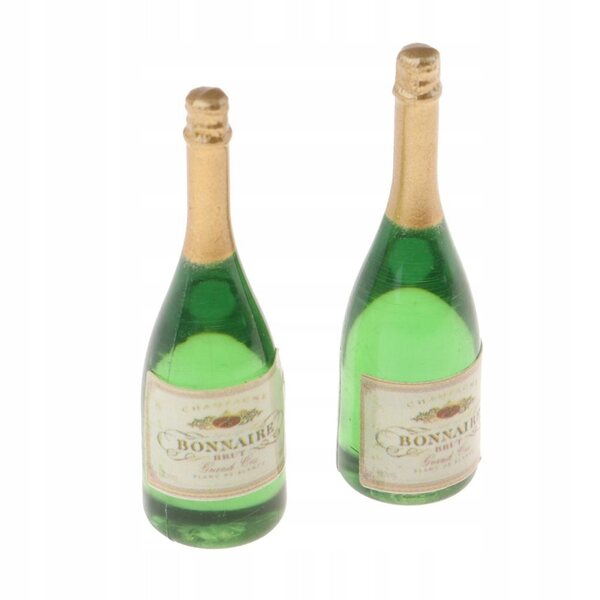 Set 6 Mini Bottiglie alcoliche 1/12 per casa delle bambole, vino e birra decorativa