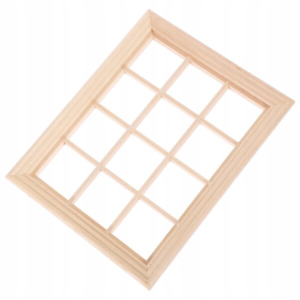 Beigefarbenes Mini-Fenster aus Holz für Puppenhaus 1:12, realistische Dekoration