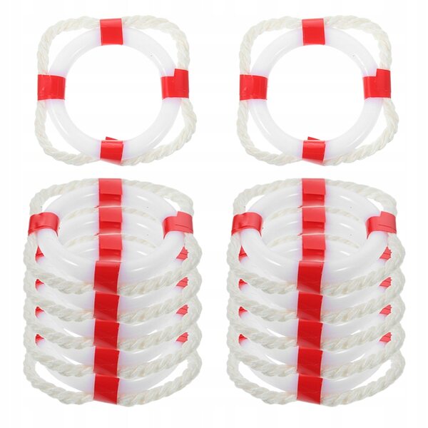 Set 12 mini modelli con salvagente stile mediterraneo in plastica rossa