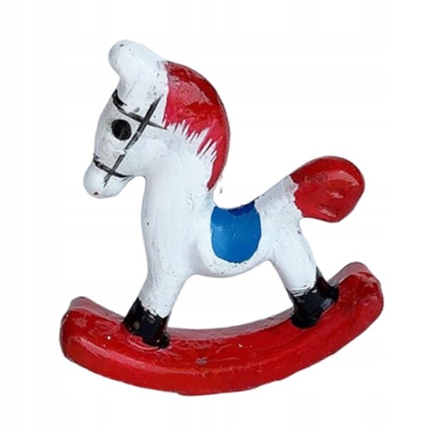 Miniature cavallo a dondolo in legno per casa delle bambole 1:12, accessorio decorativo