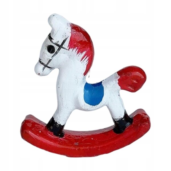 Miniature cavallo a dondolo in legno per casa delle bambole 1:12, accessorio decorativo