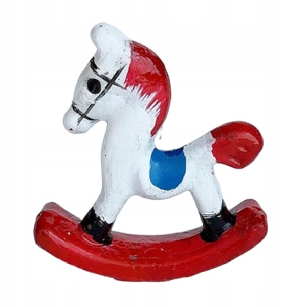 Miniature cavallo a dondolo in legno per casa delle bambole 1:12, accessorio decorativo