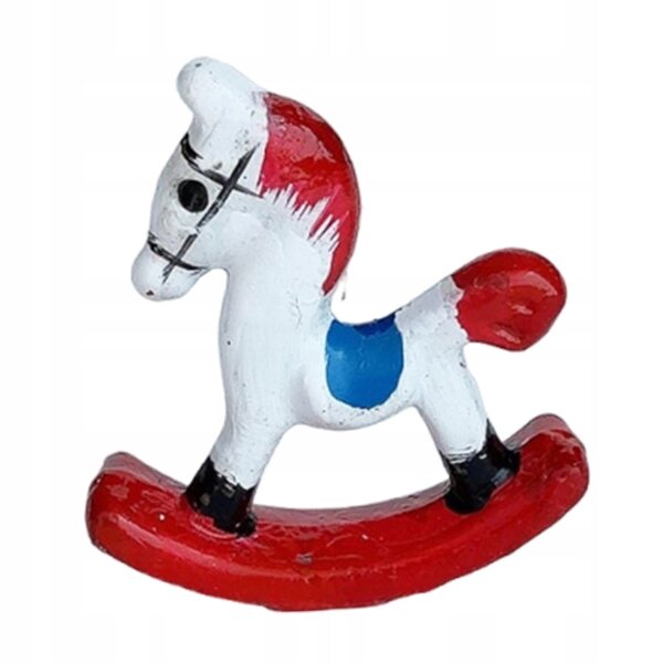 Miniature cavallo a dondolo in legno per casa delle bambole 1:12, accessorio decorativo