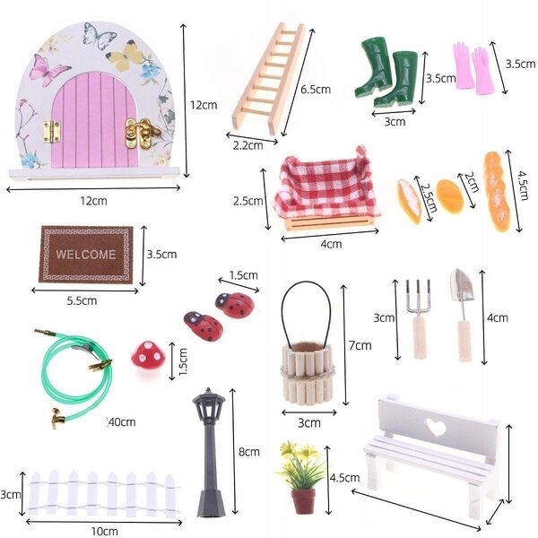 Set Miniatura Porte in Legno per Casa delle Bambole Scala 1/12 con Accessori