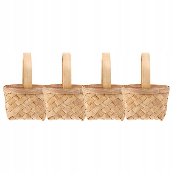 Lot de 4 mini paniers rustiques en bois tressé pour décorations et fleurs