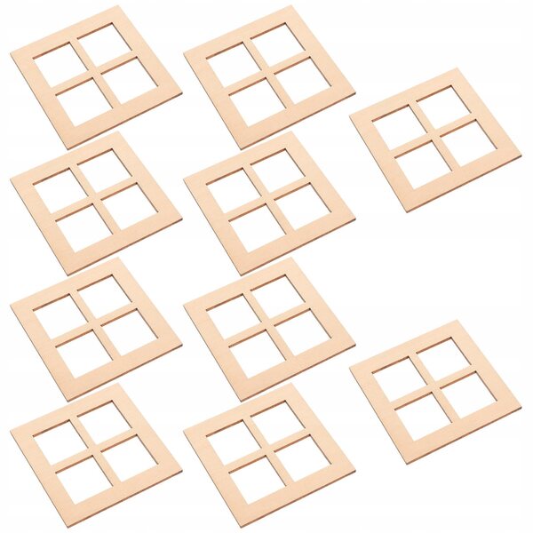 Set 10 Mini Finestra in Legno Beige per Casette delle Bambole, Realistiche e Leggere