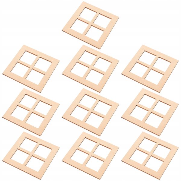 Set 10 Mini Finestra in Legno Beige per Casette delle Bambole, Realistiche e Leggere