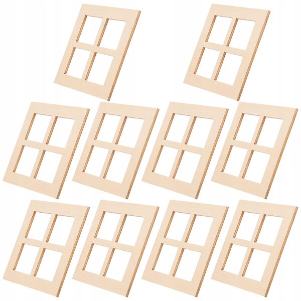 Set 10 Mini Finestra in Legno Beige per Casette delle Bambole, Realistiche e Leggere