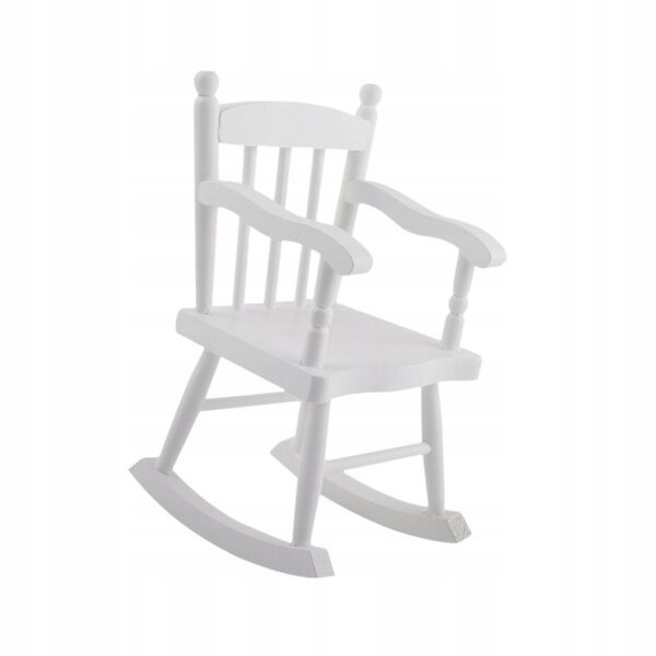 Sedia a Dondolo Miniatura 1:6 in Legno Bianco per Casa delle Bambole