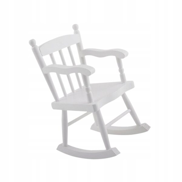 Sedia a Dondolo Miniatura 1:6 in Legno Bianco per Casa delle Bambole